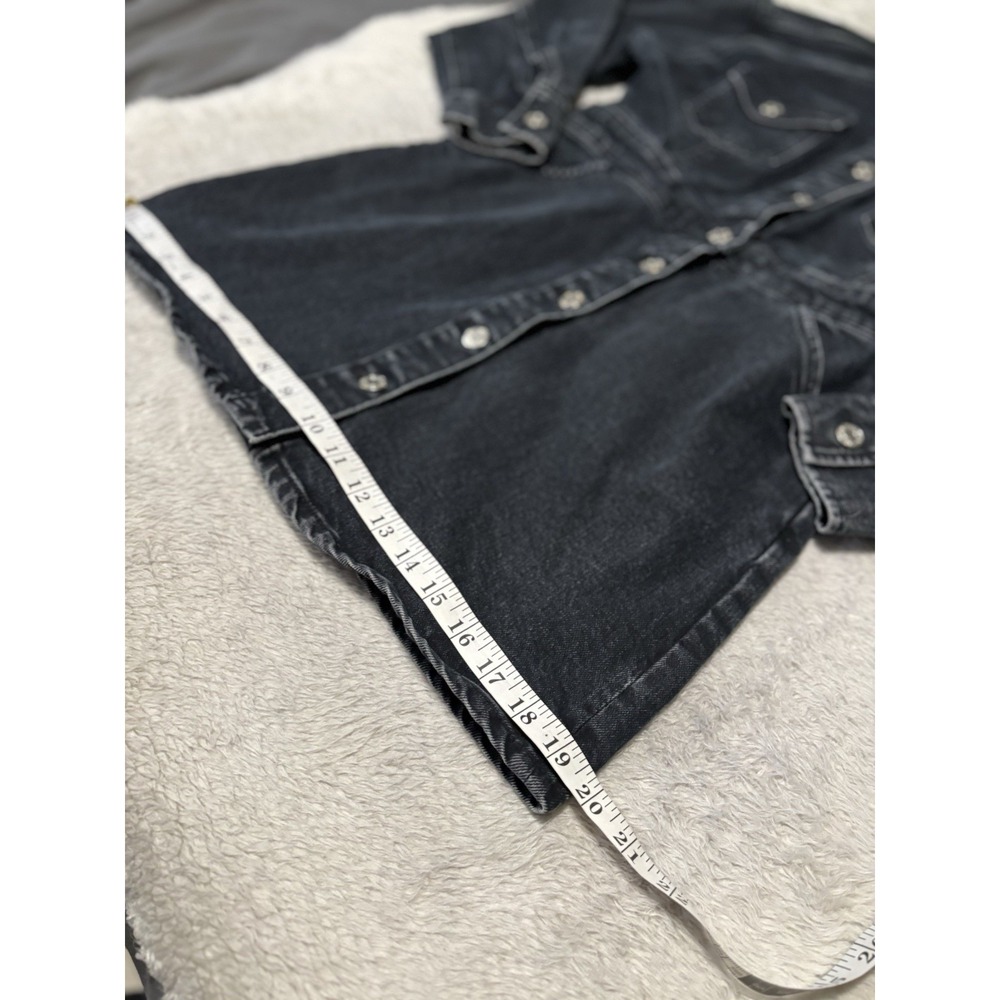Zara Women's Black Mini Denim Button Dress Faded Size Medium - Picture 3 of 10